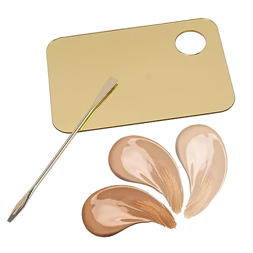 Gold Acrylic Makeup Mixing Palette with Dual Spatula