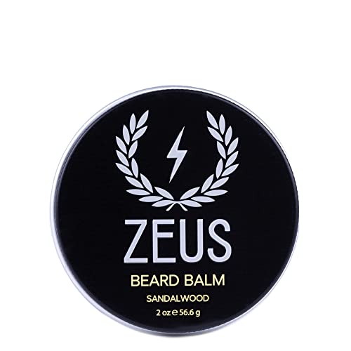 ZEUS Beard Balm, Natural Beeswax & Shea Butter Balm, Softening Conditioner for Facial Hair ? MADE IN USA (Sandalwood) 2 oz.