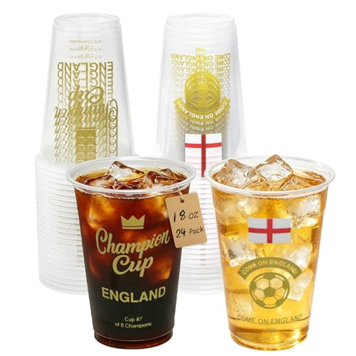Champion Cups 18 oz - 24 Count England Soccer Party Cups