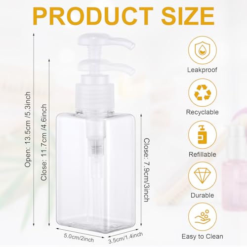 Domensi 24 Pack Clear 3.4 oz Travel Pump Bottles - Refillable Toiletry Containers