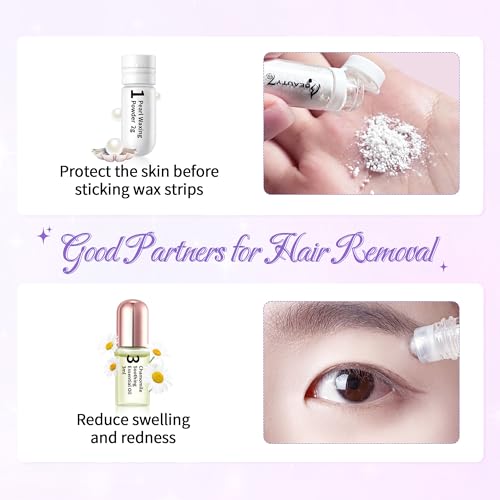 Beauty7 Sensitive High Arched Eyebrow Wax Strips Kit Eyebrow Waxing Strip 24 Strips with Pearl Powder Essential Oil for Sensitive Skin for Women