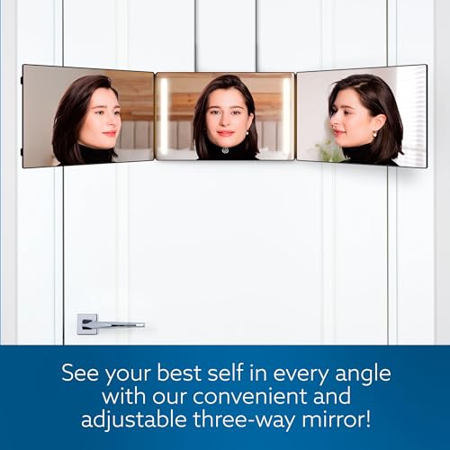 Bluelilly Co. 3-Way LED Mirror for Hair Styling & Makeup - Black
