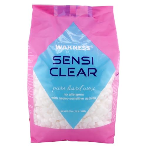 Waxness Sensi Clear Pure Hard Wax Beads 2.2 lb (1kg) ? Rosin-Free Stripless Clear Hard Wax with Neuro-Active Comfort Complex for Face & Body - Made in Italy