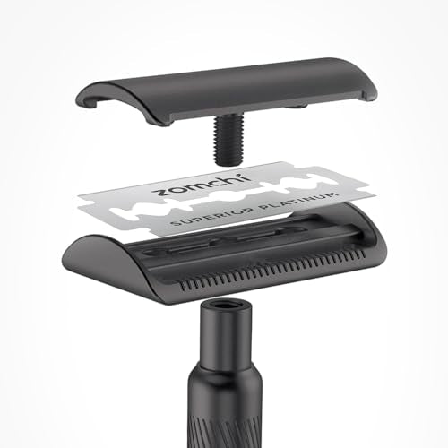 Zomchi 100 Counts Double Edge Razor Blades 2.0 with Premium Metal Razor
