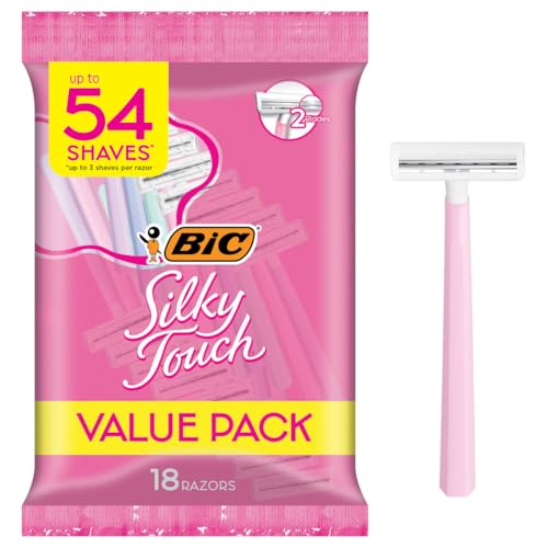 BIC Silky Touch Disposable Razors for Women, 2-Blade, Travel Pack of 18