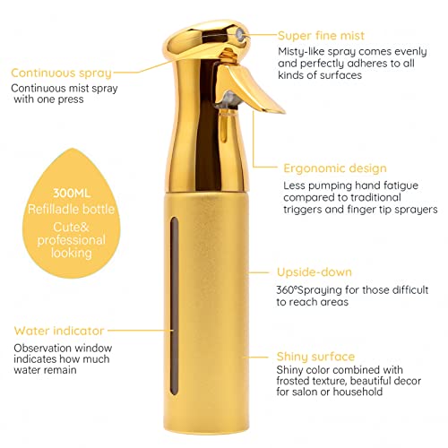 ZIBARBER 10 Oz Fine Mist Spray Bottle for Hair Styling & Cleaning