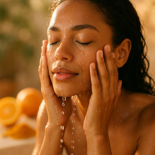 SpaScriptions Turmeric + Vitamin C Foaming Facial Cleanser, pH Balanced, Non Comedogenic, Paraben Free, For All Skin Types, 5 fl oz / 150 mL