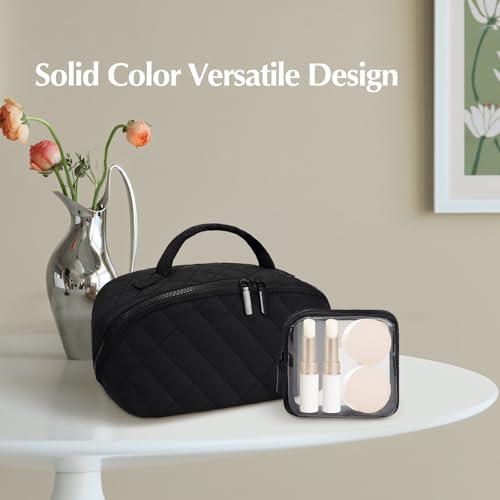Quilted Makeup Bag Set - Waterproof Cosmetic Organizer for Travel