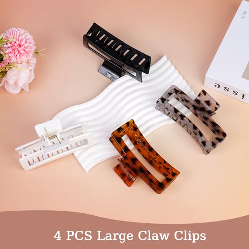 5 Inch Jumbo Claw Clips, 4-Pack Leopard Hair Clips