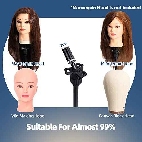 Tall Wig Tripod Stand,Metal Mannequin Head Stand Adjustable for Mannequin Head,Training Canvas Block Head,for Styling,Wig Making Displaywith Carrying Bag,30 Pcs T-Pins(35.4-52.4 Inch)