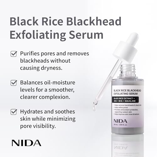 NIDA Black Rice Exfoliating Serum | 50ml Face Scrub for All Skin