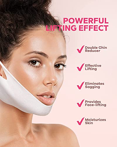 FairyFace V Line Lifting Mask, 5 Count Double Chin Reducer, Lifting Hydrogel Collagen Mask with Aloe Vera and Seaweed, Hydrating and Anti-aging, Creating a V-shaped Face Full of Vitality