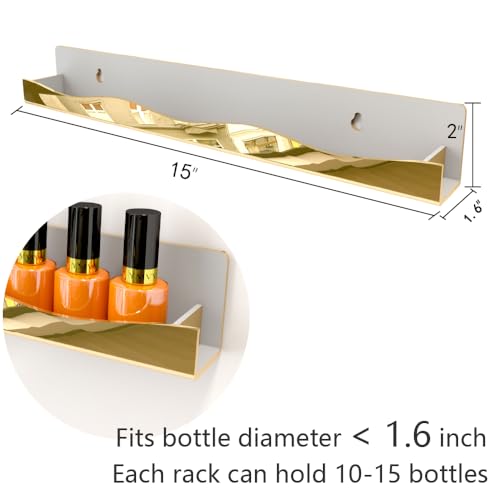 YMVV 15" Gold Mirror Nail Polish Organizer Rack
