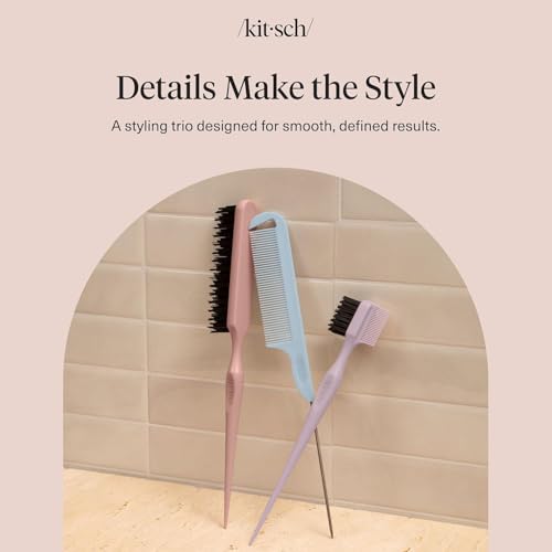 Kitsch Slick Back Hair Brush & Styling Comb Set - Edge & Pintail Kit