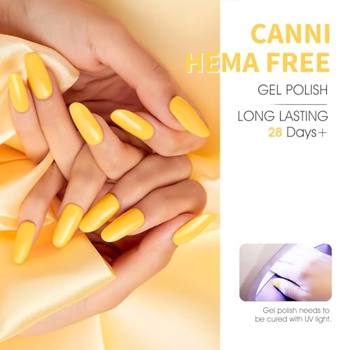 CANNI Butter Yellow Neon Gel Polish - High-Gloss UV/LED Soak Off, 15ml