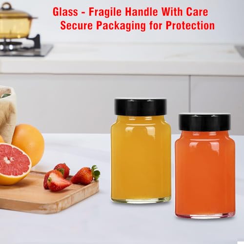 2oz Glass Shot Bottles with Lids - 6 Pack Clear Boston Bottles