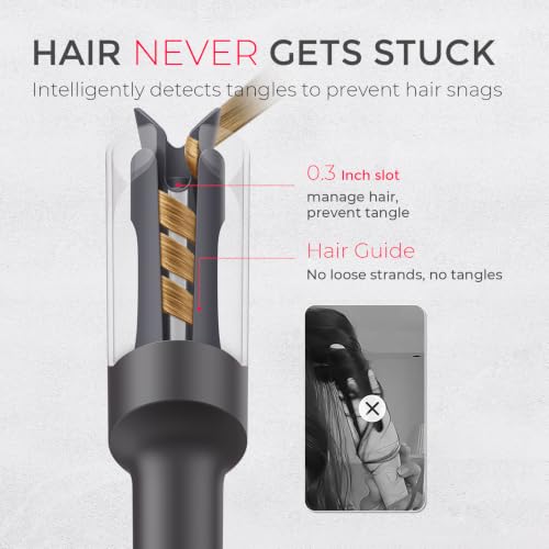 TYMO CURLPRO Automatic Rotating Curling Iron 1 Inch Metallic Gray Beach Waves