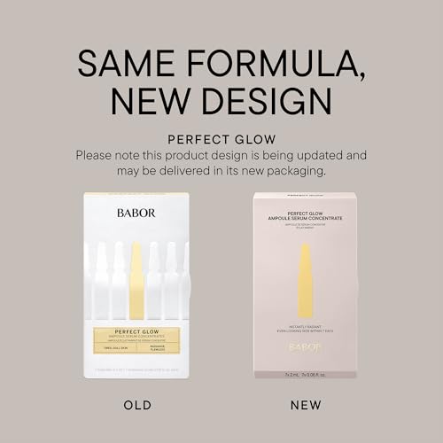 BABOR Perfect Glow Ampoule Serum Concentrates, Perfection Peptide P3 and Glow Pigments to Plump and Even Skin Tone, Brighten and Revitalize Dull and Dry Skin