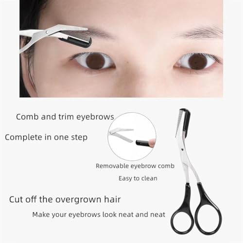 Eyebrow Trimmer Scissors with Comb - Women's Grooming Tool, Non-Slip Handle, Stainless Steel