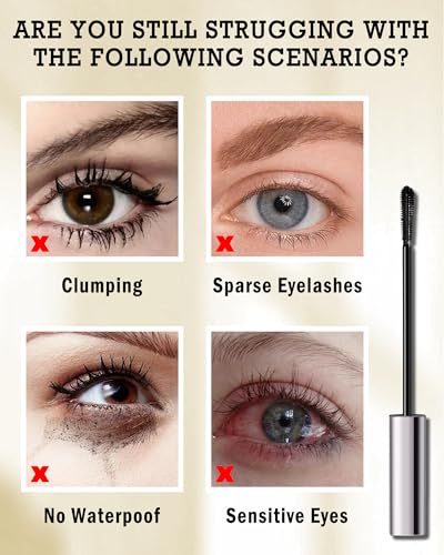 Lestpola Waterproof Mascara for Mature Women, Lengthening & Smudge-Proof