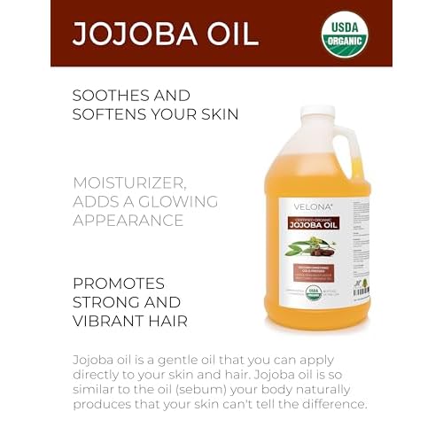 velona Jojoba Oil USDA Certified Organic - 64 Fl Oz | 100% Pure and Natural Carrier Oil| Golden, Unrefined, Cold Pressed, Hexane Free