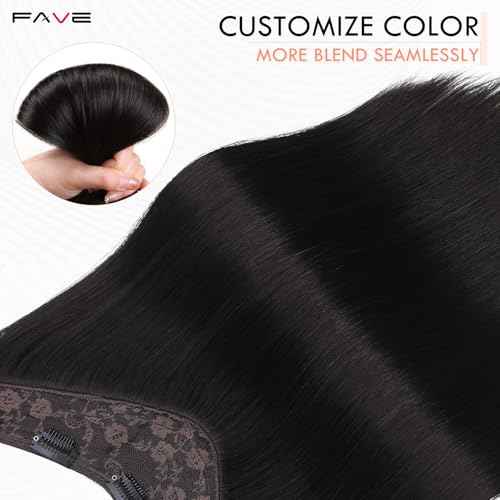FAVE 18 Inch Clip in Human Hair Extensions 110g Seamless & Invisible Clip in Hair Extensions 100% Remy Human Hair Hairpieces for Volume & Length (Natural Black)