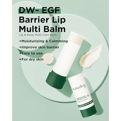 EASYDEW Barrier Lip & Multi Balm ? Hydrating and Soothing Multi-Care Stick for Lips, Face, Neck and Body - EGF Peptide, Hyaluronic Acid, Elastin, Collagen, Panthenol - All in One Moisturizer, 0.34 oz.