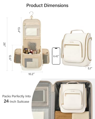 Hanke Hanging Toiletry Bag, Water-Resistant Organizer with 360° Hook