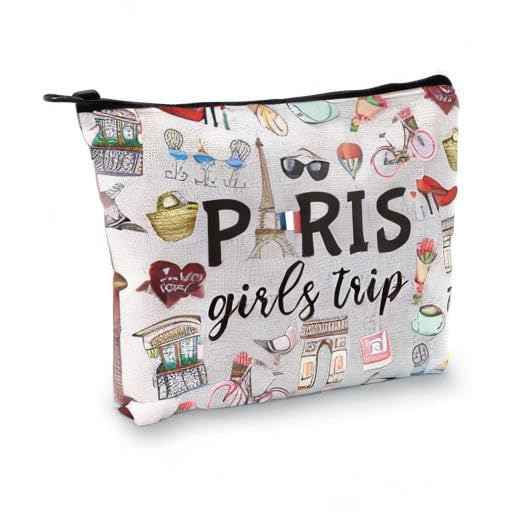 Paris Weekend Gift Bag - Vacation Theme Travel Bag with Paris Skyline Design - Perfect for Girls' Trip to France