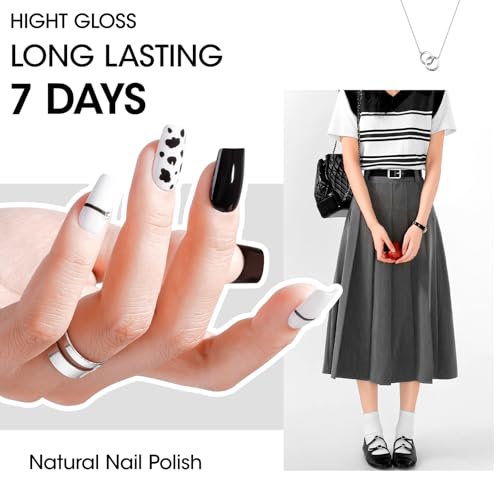 GELLEN 6PCS Black White Gray Nail Polish Set - Toxin Free & Quick Dry