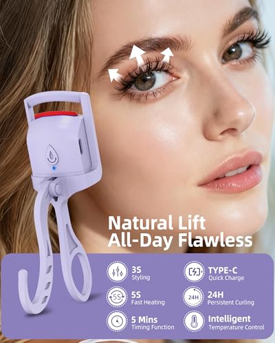 Heated Eyelash Curler with 5s Fast Heat & 24H Curl