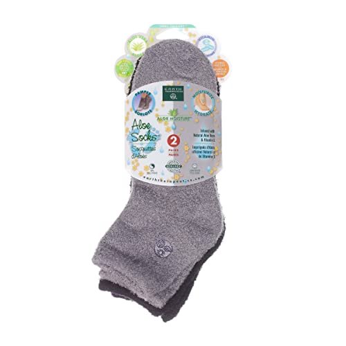 Earth Therapeutics Aloe Vera Infused Moisturizing Socks - 2 Pack (Gray/Black)