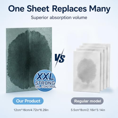 Oil Blotting Sheets XXL for Face, 160x120mm, 100pcs