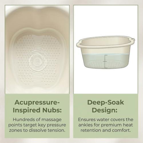Foot Soaking Tub with Massage Points - Large White Foot Bath for Pedicure & Exfoliation - Home Spa Accessory