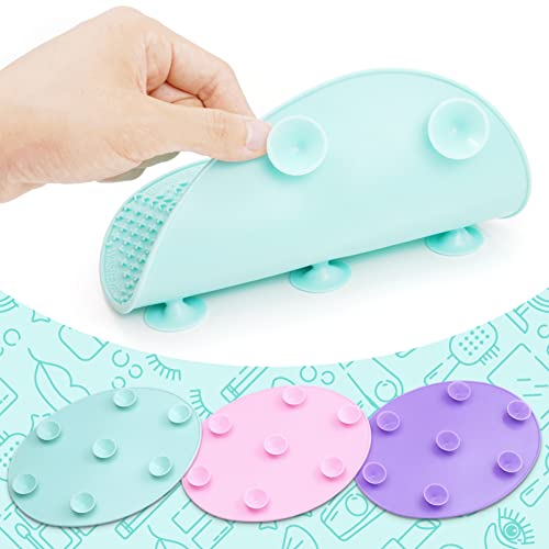 Makeup Brush Cleaner Mat Silicone Large Green Cleaning Pad with Suction Cup