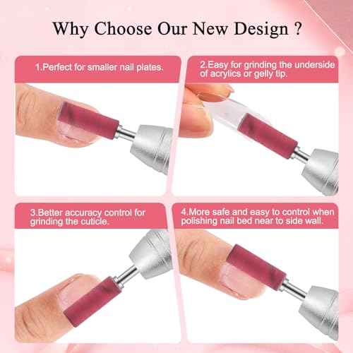 200 Pcs Nail Drill Bits Small Sanding Bands with 3.1mm Mandrel Bit, Mini Sanding Bands Nail File for Acrylic Gel Manicures and Pedicure (Rose Red, 180 Grit)