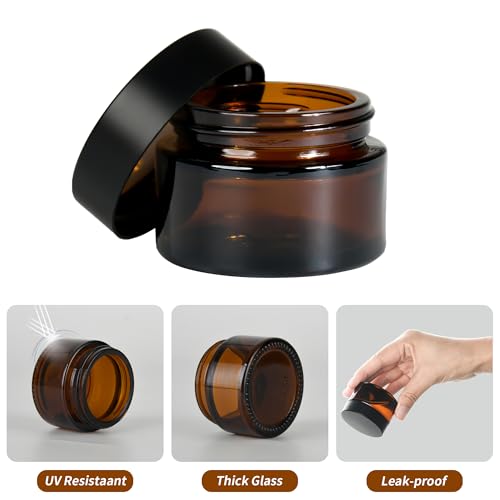YONKAN Amber 2oz Reusable Glass Storage Jars Pack of 24 with Leak-Proof Cap