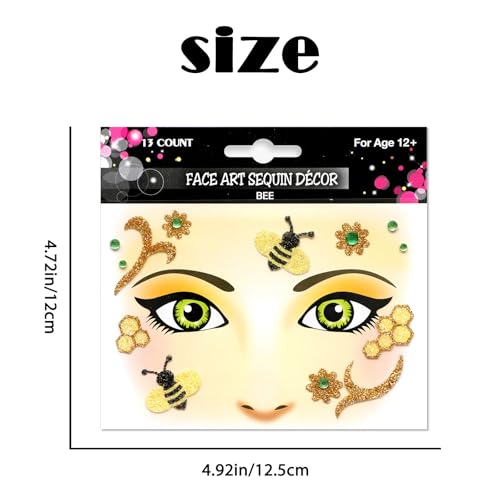 Bee Glitter Face Stickers - Self-Adhesive Temporary Tattoos