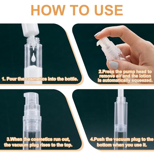 6pcs Airless Pump Bottles Travel Set 5ml 10ml 15ml