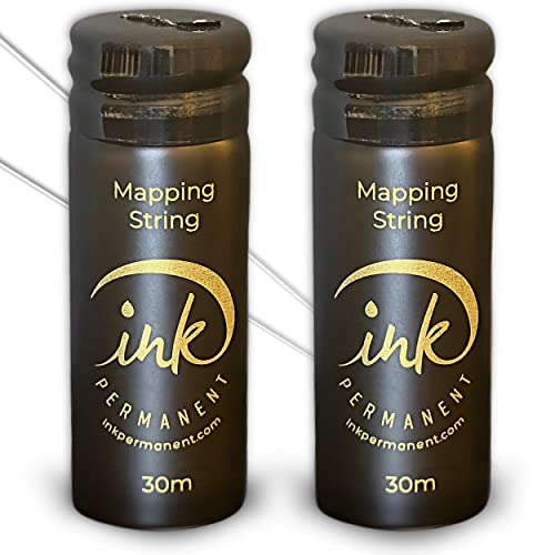 Ink Permanent Black Brow Mapping String [2 X 100 Ft Bottles - 60 m] Pre-Inked Mapping String for Permanent Makeup and Microblading Supplies | Brow Mapping Kit | Mapping String for Brow Mapping