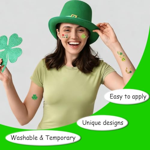 St Patrick's Day Temporary Tattoos 4 Sheets Shamrock