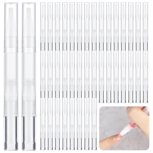 100PCS Empty Cuticle Oil Pen Refillable Transparent Twist Pens 3ml, Empty Nail Oil Pen with Brush Tip, Eyelash Growth Liquid Tube, Cosmetic Lip Gloss Container Applicators