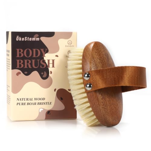 Dry Brushing Body Brush with Pure Boar Bristles & Ebony Wood