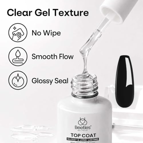 Beetles Extra Glossy No Wipe Gel Top Coat 2 pcs 15ml - B-Clear-2
