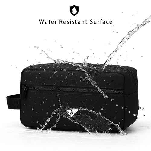 Small Travel Toiletry Bag for Men Women Personalized Initial Toiletry Bag Water-Resistant Mini Bathroom Bag Compact Hygiene Pouch for Travel or Gym (C, Black)