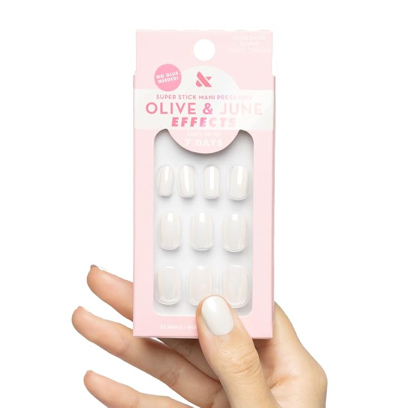 Olive & June Super Stick Press-On Nails, Cloud Chrome, Extra Short
