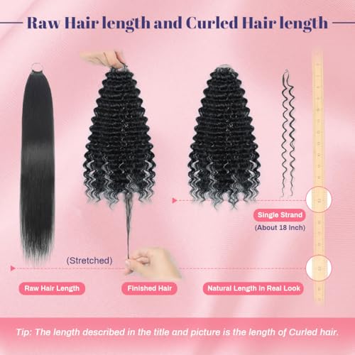 18 Inch Feather Crochet Hair Extensions - Deep Wave Synthetic Hair