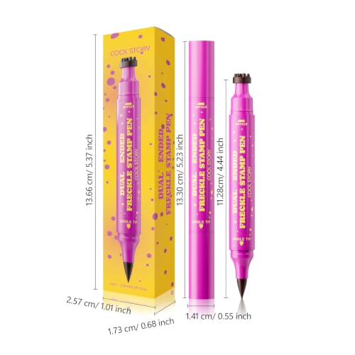 COOL STORY Freckle Stamp Pen 2-in-1 Waterproof Face Makeup Tool, Caramel Brown
