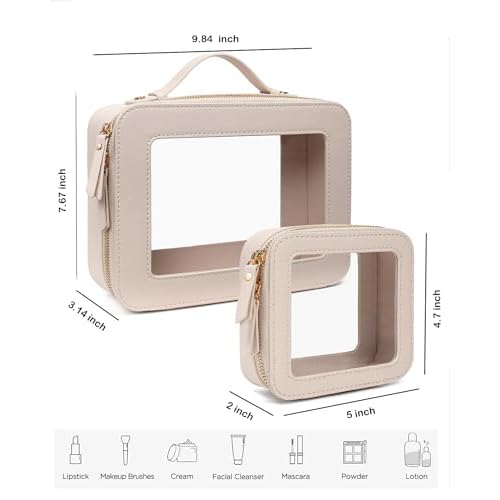 Travel Clear Makeup Bag Set, TSA Approved Cosmetic Bag Case with Zipper Portable Makeup Pouch Toiletry Bag Traveling Cosmetic Organizer Storage Bag Car Organizer Car Essentials