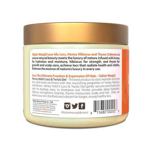 Taliah Waajid Love My Locs Honey Hold It Locs & Twists Gel - Hair Styling Gel for Textured Hair, 16oz - Infused with Honey, Hibiscus, and Thyme for Healthy Locs